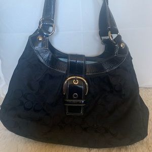 Coach Soho Lynn Signature Canvas Hobo Bag ~ Black